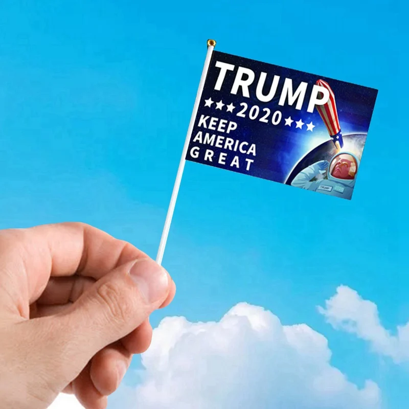 

10 шт./компл. Трамп 2020 флаг полиэстер Печатный флаг "Трамп" Вселенная стиль держать Америку отлично подходит для президента США 14*21 см