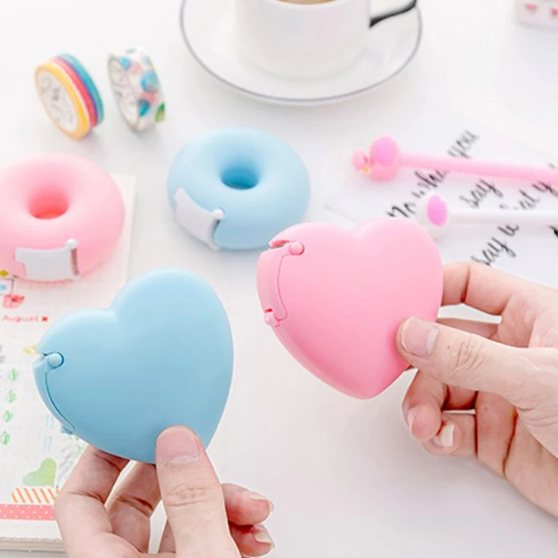 

1set Candy Color Masking Tape Cutter Design Of Love Heart Shape Washi Tape Cutter Office Tape Dispenser School Stationery