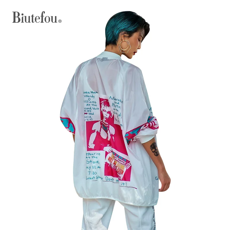 

2021 Summer Women Loose Letter Print Cardigan Sun Protection Jacket