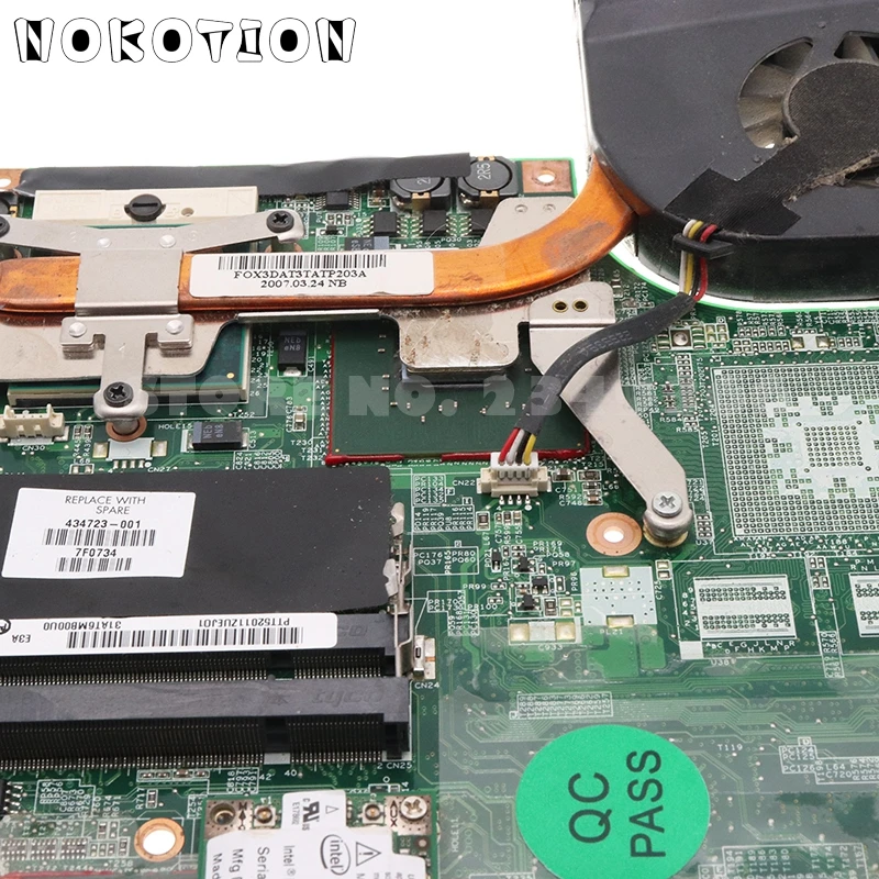 NOKOTION 434723-001 434725-001 для HP DV6000 PC материнская плата Бесплатный ЦП + радиатор wifi 434722-001