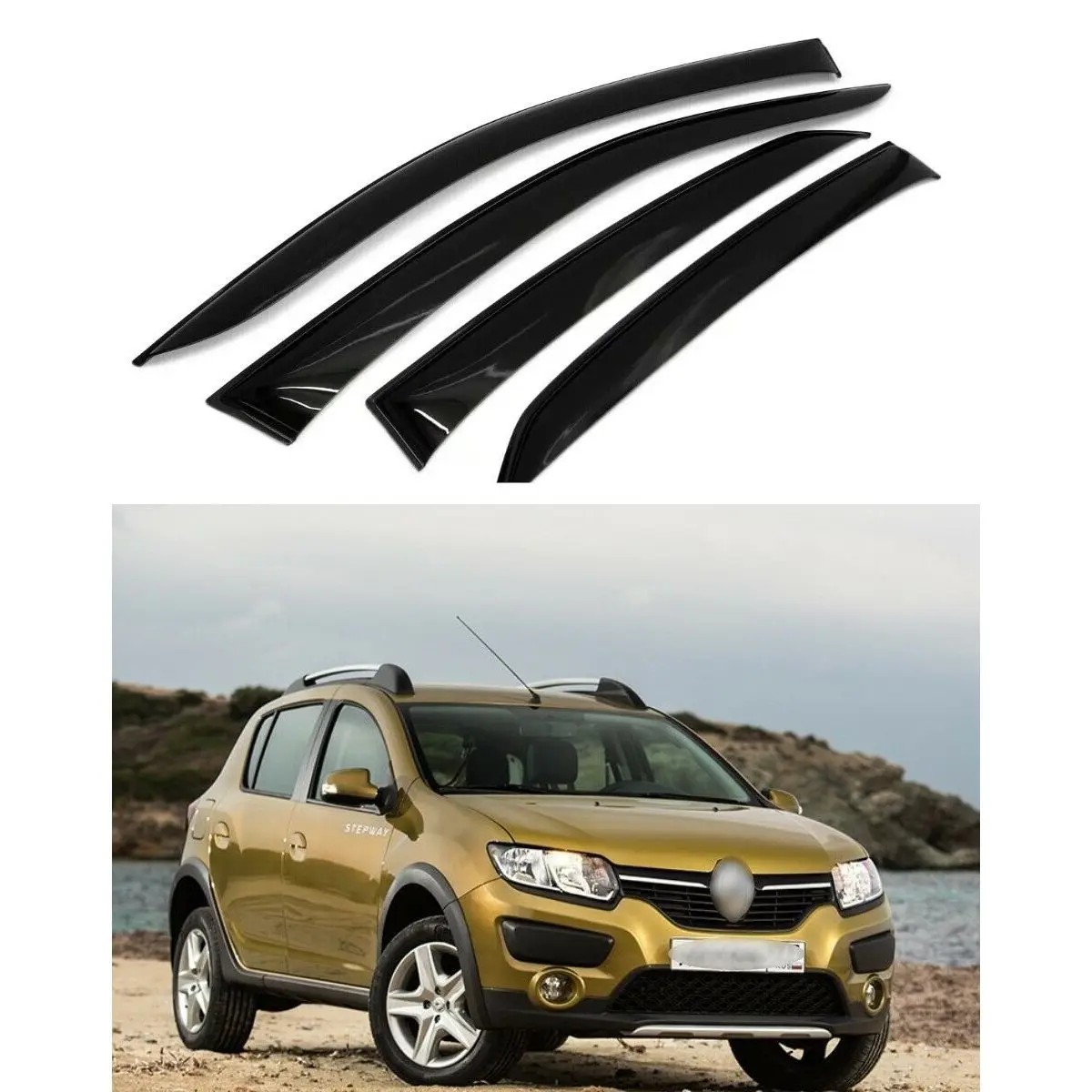 Ветровики для рено ренаулт сандеро степвей дефлекторы окон дождевики окна