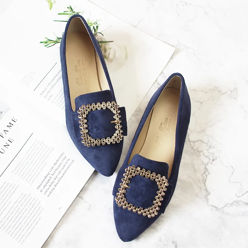 2021 Spring Flats Fashion Pointed Toe Solid Color Office Lady Comfortable Slip On Loafers Women Flat Heel Driving Shoes Casual S