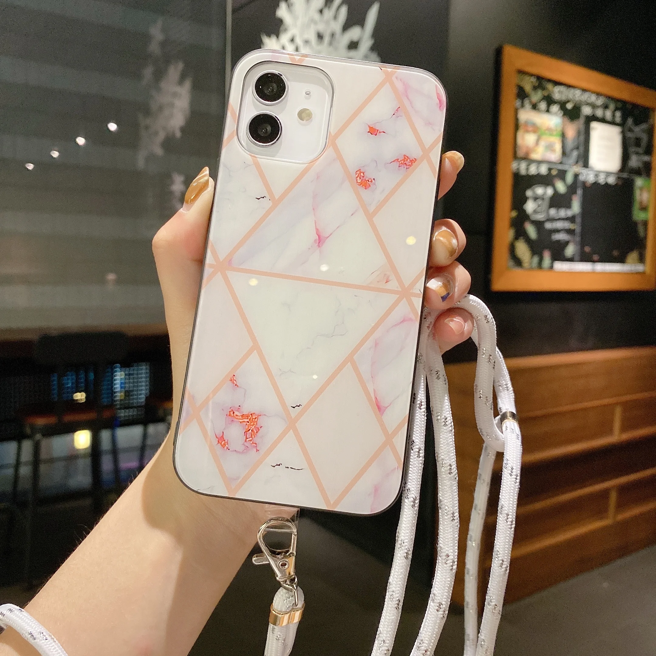 

Phone Case for Samsung Galaxy S20 Ultra S10 Plus S10E Soft Case with Shoulder Strap and Shining Glitter Necklace for Mobile