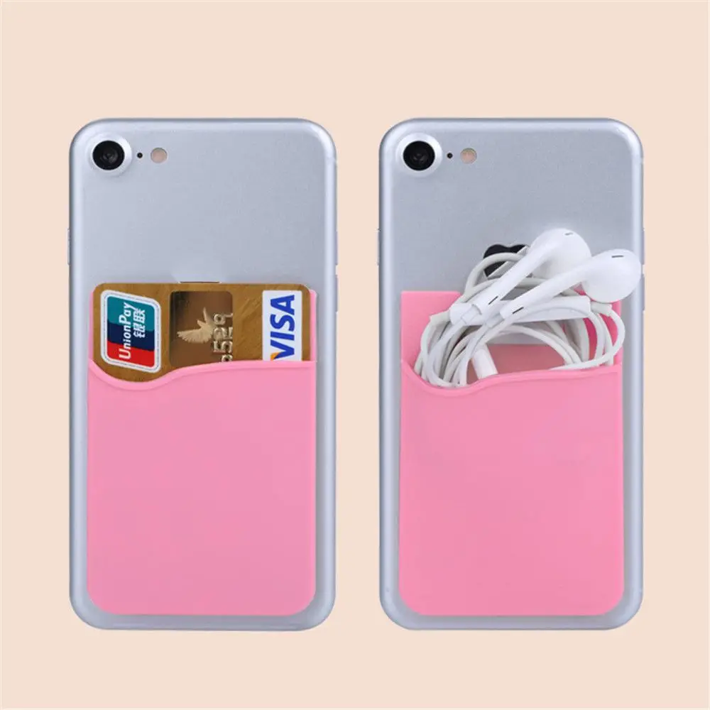 

2pcs Silicone Business Card Holder Self Adhesive Phone Credit Card Cover Slim Case Sticker Bank Card Protector Office Supplies