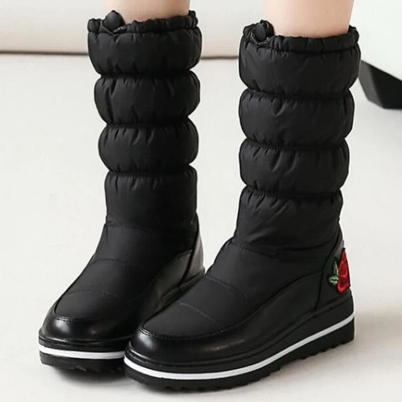 

TIMETANG Warm fur chaussure femme ladies wedge girls winter fashion snow boots women pumps platform shoes woman embroider