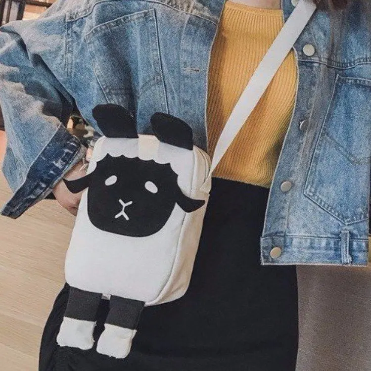 

Women's Bag Soft New Shopper with Lamb Wool Cute Bear Like Fabric Shoulder Bag Canvas Handbag Tote Mini Bag for Girls Cross Bag