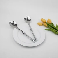 new design crystal filled handle salad spoons stainless steel set of forks and spoons utilidade kitchen cutlery sets