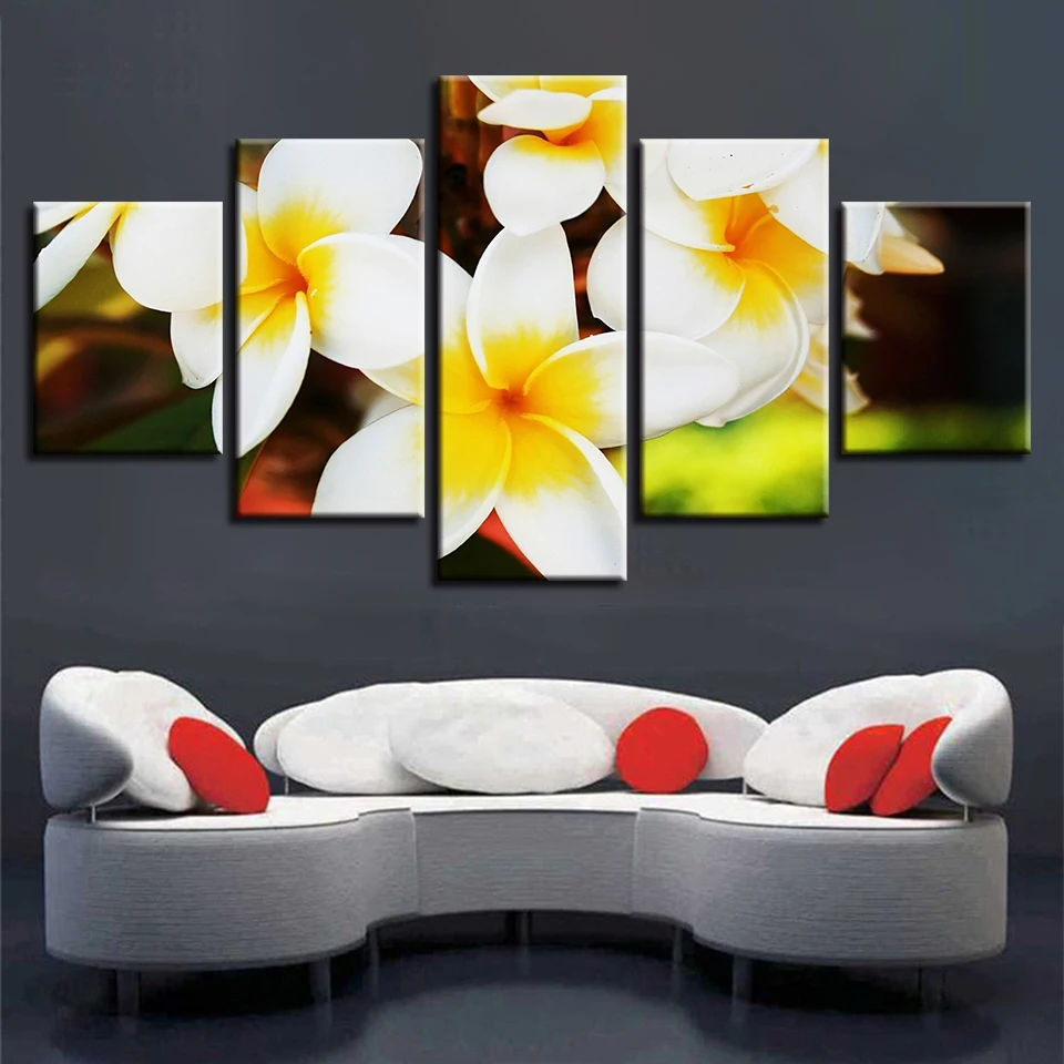 Фото HD печатает украшение дома Холст Картина 5 шт. каменные цветочные стены свеча