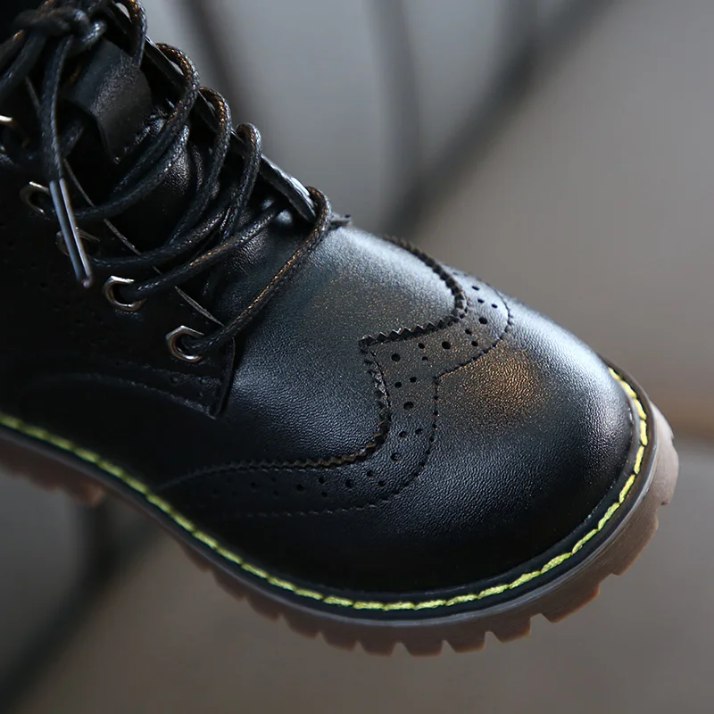 Осенне зимние черные мотоциклетные ботинки для девочек модные размер 26 36 удобные