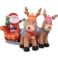 7 ft christmas inflatable santa reindeer sled outdoor decoration led lights cute fun xmas blow up yard lawn decorations