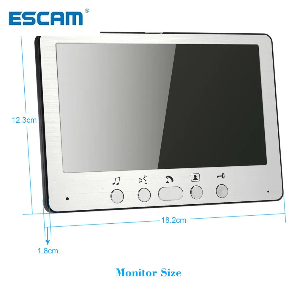 ESCAM 7'' TFT LCD Wired Video Door Phone Visual Intercom Doorbell  System Indoor Monitor 700TVL Outdoor Waterproof  IR Camera