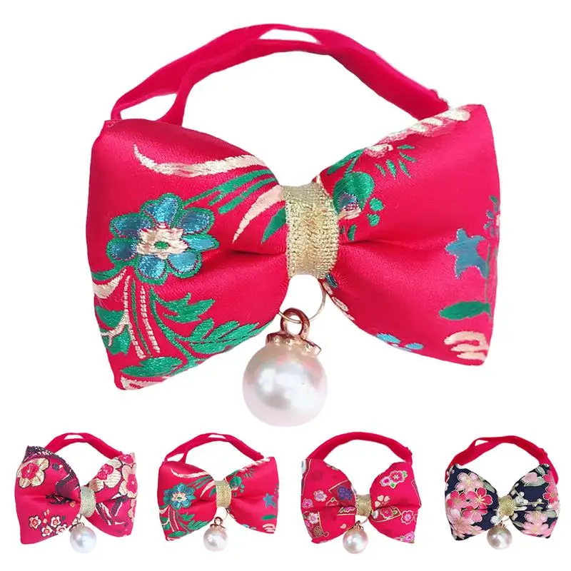 

Chinese Style Pet Collar Adjustable Creative Fashion Pet Bowtie Dog Neck Bowtie for New Year