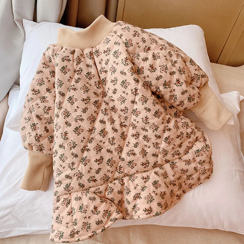 

Детское вельветовое платье WLG, с цветочным принтом, для девочек, теплая Повседневная универсальная одежда, зима От 1 до 6 лет