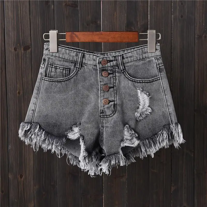 

Summer High Waists Fur-lined Leg-openings Plus Size Sexy Biker Shorts Jeans Cool Oversized Women Shorts Female Harajuku Casual