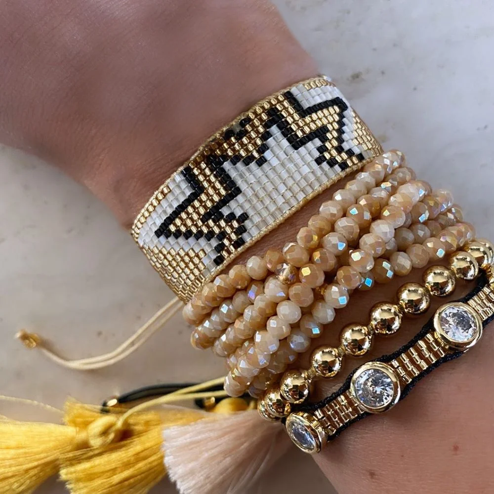 

Go2hobo Miyuki Bracelets Set for Women Handmade Multilayer Crystal Tassel Jewellery Beaded Bracelet Designer Jewelry