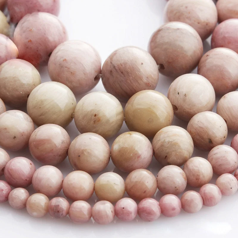 

15"(38cm) Strand Round Natural Rhodonite Stone Rock 4mm 6mm 8mm 10mm 12mm Beads lot for Jewelry Making DIY Bracelet