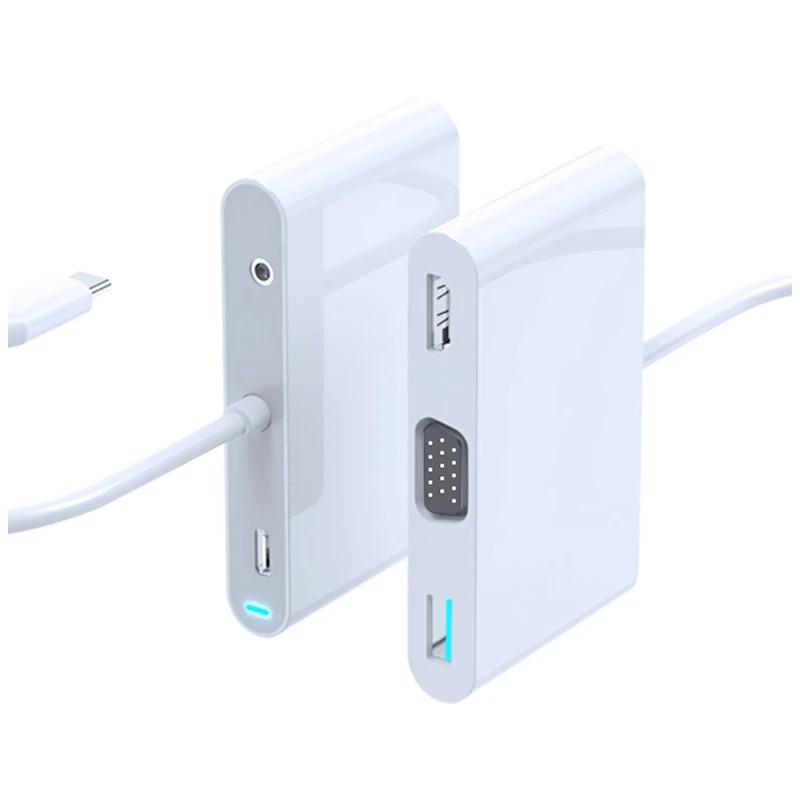 

5-в-1 концентратор Type-C для адаптера HDMI-совместимый концентратор VGA 4K с 3,5-миллиметровым аудиопортом PD для Huawei Mate 10/ Samsung S8 S9