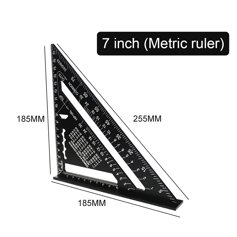 

Triangle Ruler 7inch Aluminum Alloy Angle Protractor Speed Metric Square Measuring Ruler For Building Framing Tools Gauges