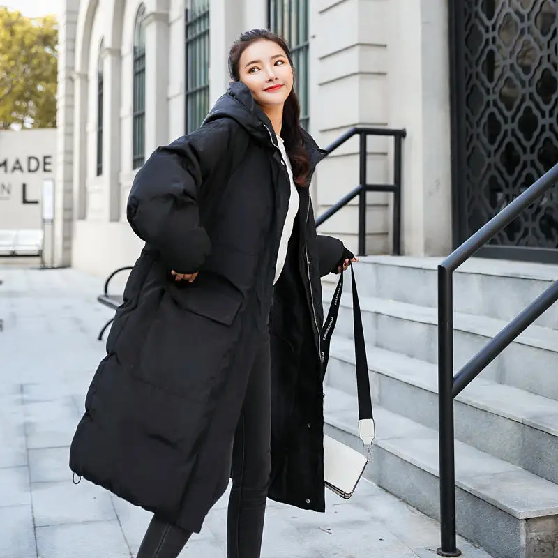 Женское длинное пуховое пальто Leiouna свободная теплая толстая зимняя куртка с