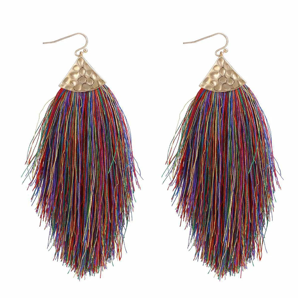 

Vintage Ethnic Long Tassel Earrings Women New Fashion Brand Jewelry Geometric Alloy Plating Simple Dangle Drop Earrings