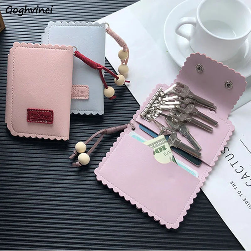 

Multi-function Key Wallets Women Cards Car Keys Holders Coin Bag PU Leather Letter Design Chic Keychain Mini Practical Young Ins