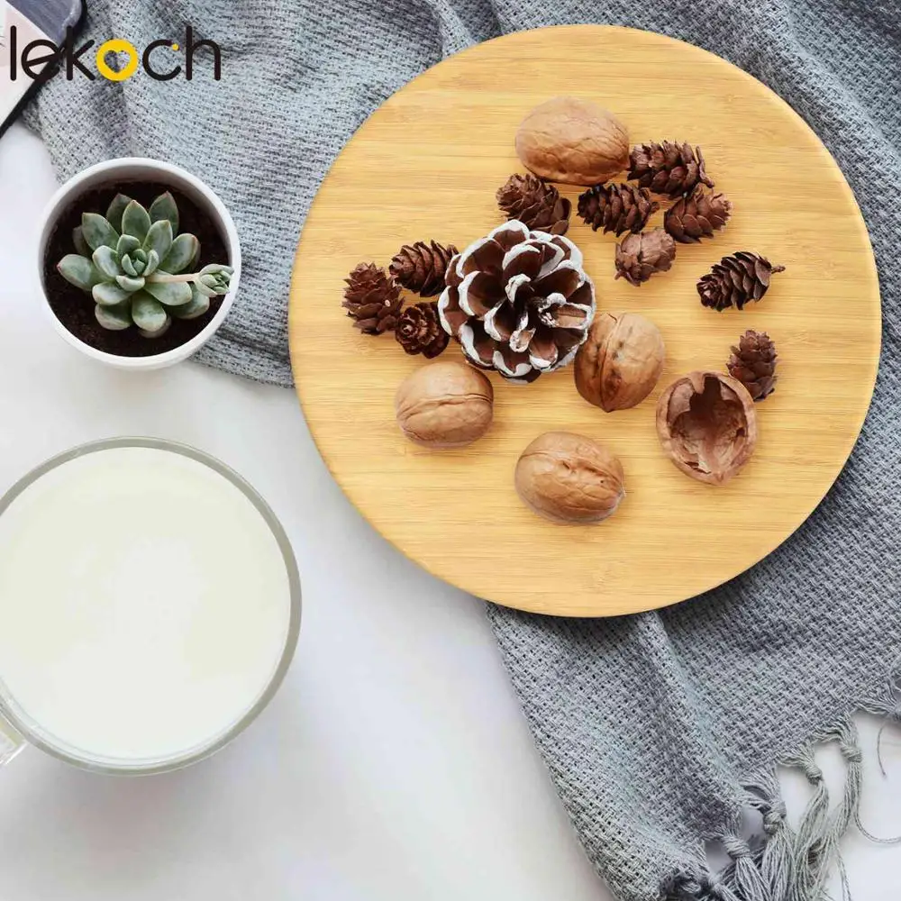 LEKOCH бамбуковые тарелки 4 шт. Бамбуковая тарелка с зернистым узором посуда ручной