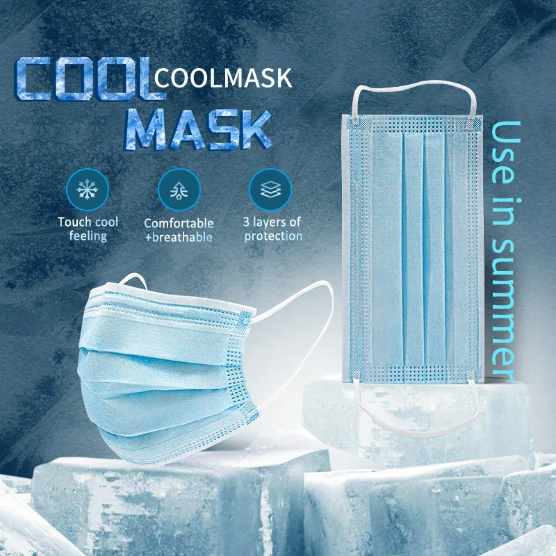 

10-150pcs Disposable Cold Mask Three Layers Skin-friendly Fabric With Cold Feeling With Melt Blown Cloth Face Masks mascarillas