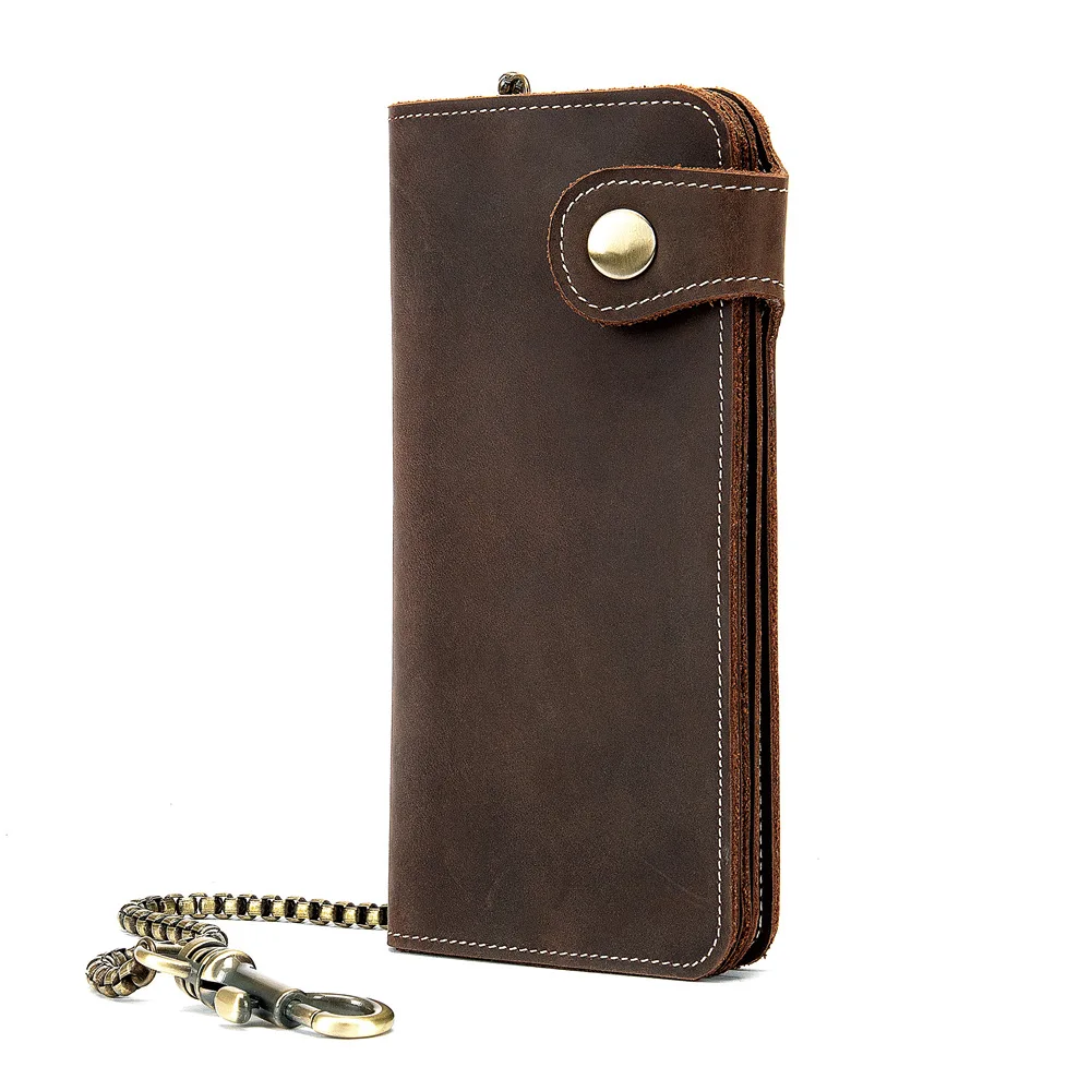 

Genuine Leather Men's Wallet Retro Anti-Theft Crazy Horse Pied Card Holder Vertical Clutch Bag Coin Purse