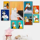 Плакаты и принты с изображением милых кошек, забавная Картина на холсте с изображением собаки, Настенная картина для детской спальни, домашний декор