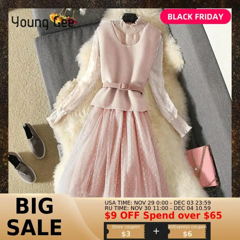 Young Gee весеннее уличное Платье бежевое женское платье с рукавом фонариком в