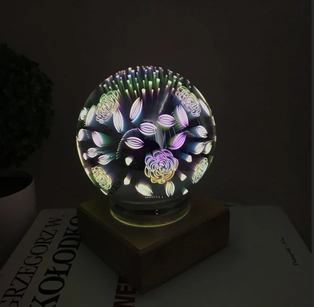 Rose 3D красочный волшебный хрустальный шар ночной Светильник USB настольная лампа различные узоры пара дома детские подарки - Испускаемый цвет: Rose