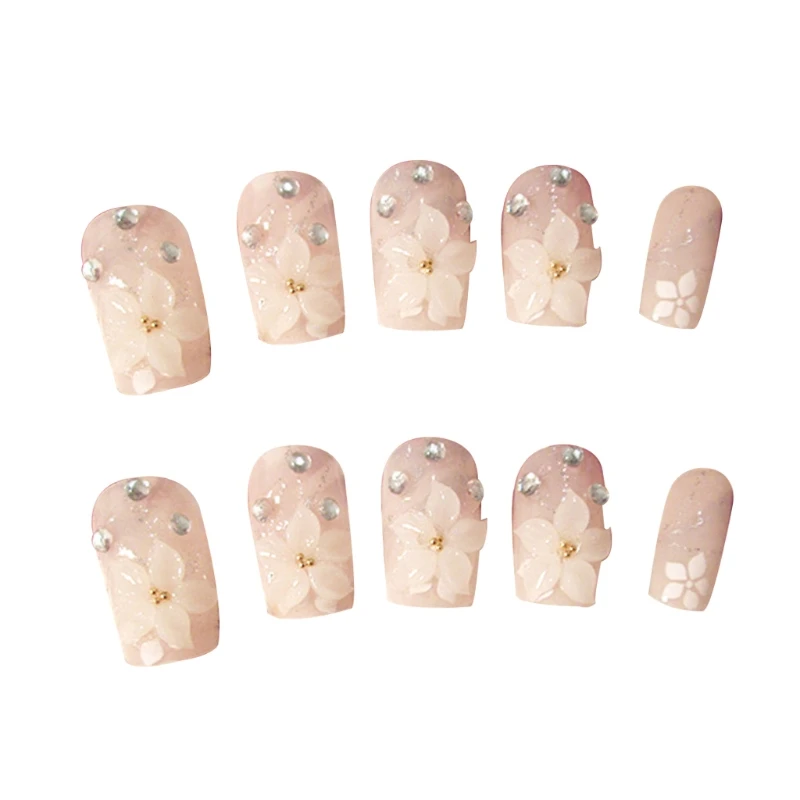 

24Pcs/Set Fashion Flower Fake Nails Art Tips Acrylic Nail False Artificial Nail