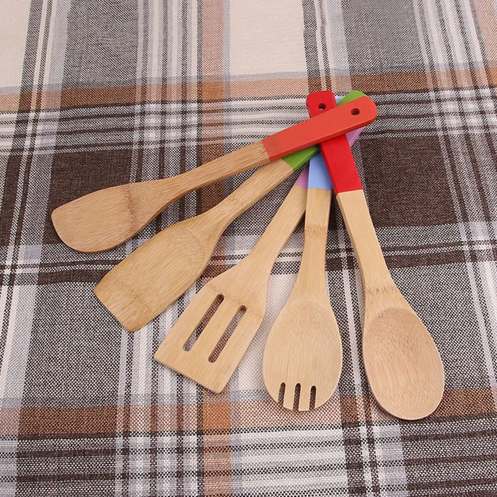5 шт. изысканный набор столовых приборов из натурального бамбука Бамбуковая