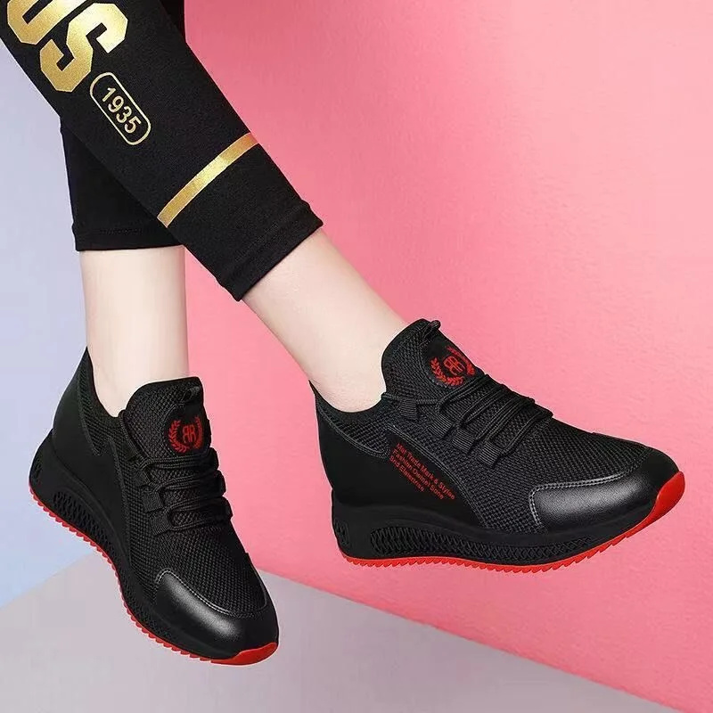 

Women Flat Lace Up Black Shoes Woman Lightweight Black Sneakers Summer Autumn Casual Chaussures Femme Basket Flats Shoes