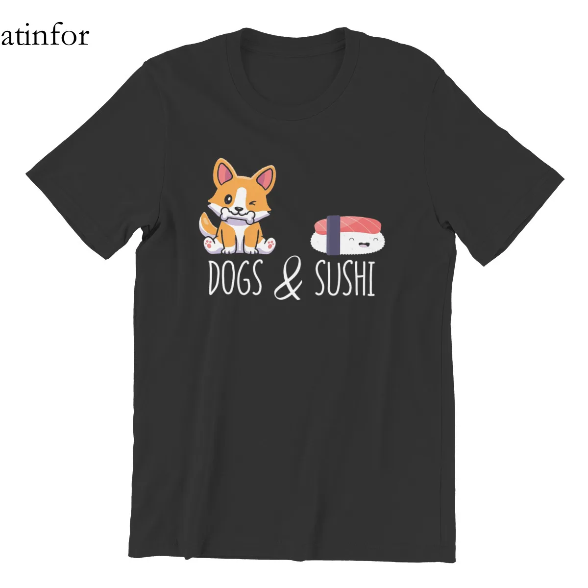 

Antifor собак и суши подарки, парные кольца уличная короткий рукав в стиле "хип-хоп" Винтаж японский стиль Для мужчин футболки 97957