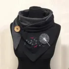 Женский зимний ретро-шарф, мягкий Повседневный теплый шарф с мультяшным принтом животных, на пуговицах, 2021