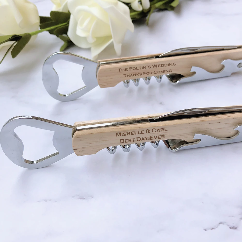 Открывалка для винных бутылок деревянная ручка выгравированный логотип на заказ