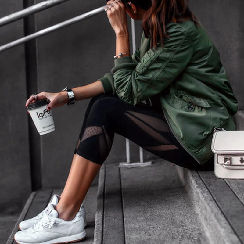 Черные сексуальные прозрачные Лоскутные джоггеры Женская одежда Спортивные