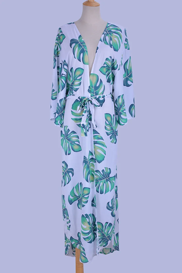 Женское праздничное пляжное платье с принтом банановых листьев накидка на