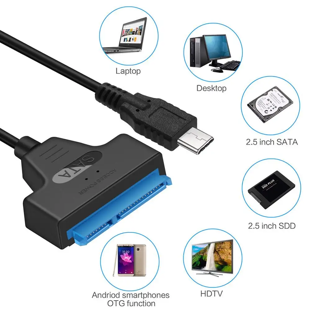 USB 3 0 для SATA Type-c 7 + 15pin кабель конвертер 2 5 дюймов SSD кабели жесткого диска Внешний HD