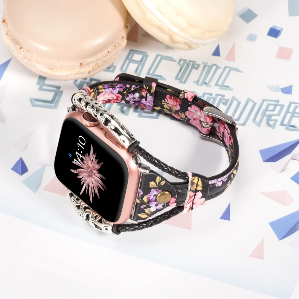 Винтажный кожаный ремешок для Apple Watch Band женский твист полоса ремешок заклепки с металлической веревкой браслет нарядный стильный iwatch серия