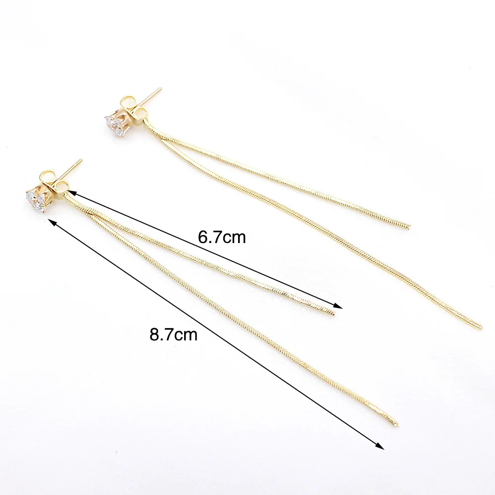 

2020 New Long Crystal Tassel Gold Color Dangle Earrings for Women Wedding Drop Earing Fashion Jewelry Gifts