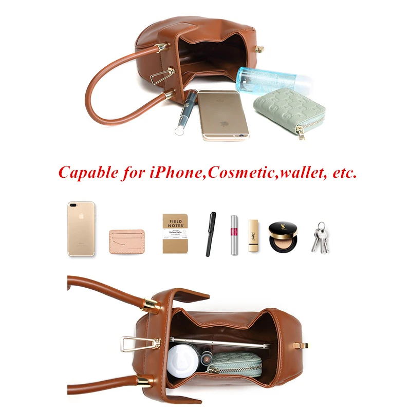 Burminsa Elegant Spherical Cow Genuine Leather Bags Women Small Designer Handbags High Quality Luxury Ladies Tote Bags NEW