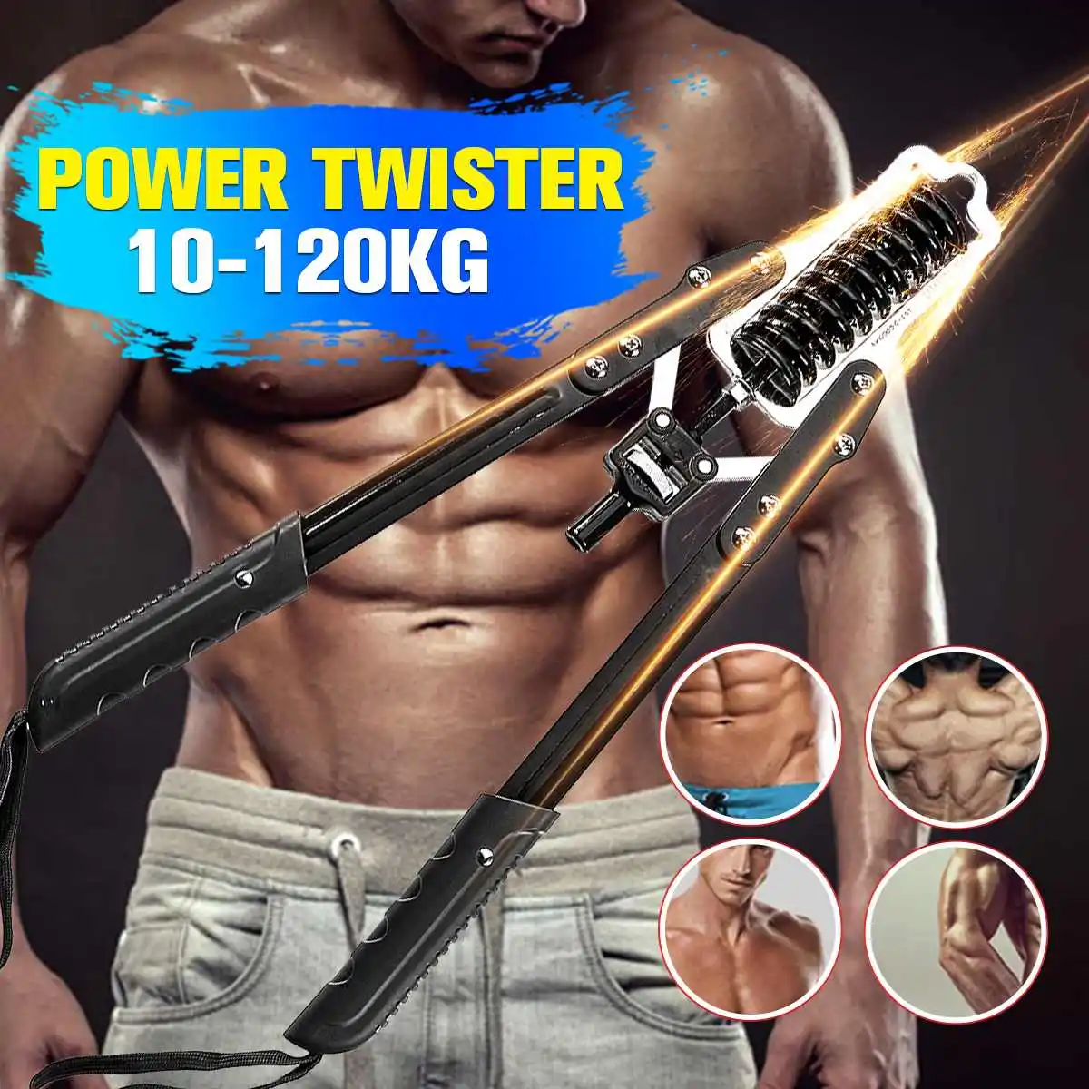 

Steel Hand Gripper Strengths 10~120KG Adjustable Wrist Grip Fitness Chest Expander Arm Muscle Power Arm Device Training