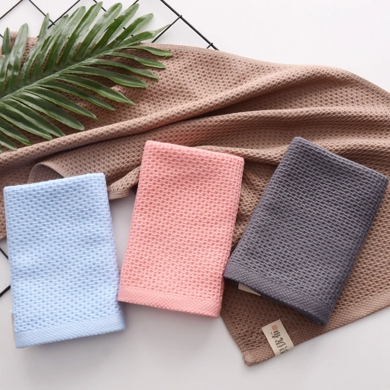 

1PC Absorbent Towel Adult 100% Cotton Towel Soft Towel Facial Care Bathroom Towel Sports Bath Honeycomb Household Towel