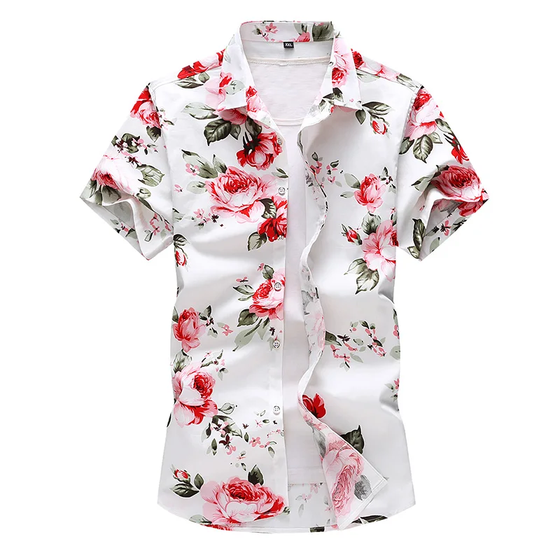 

Размера плюс 7XL 6XL 5XL летняя футболка с короткими рукавами с цветочным принтом, рубашки, мужская одежда 2021 простой классический крой Повседне...