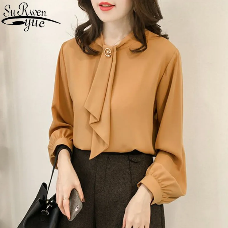 Новое поступление 2020 осенние женские рубашки однотонная рабочая одежда женский