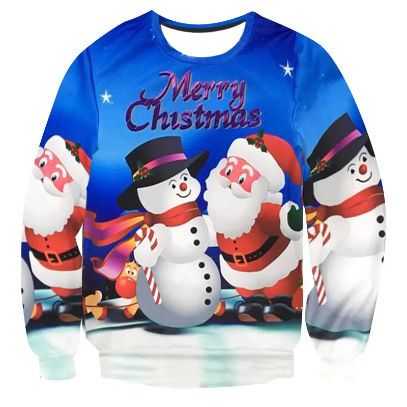

Ugly Christmas 3D Sweater Santa Claus Cute Print Pullover Sweater Jumper Outwear Women's Patterns of Reindeer Snowman Christmas