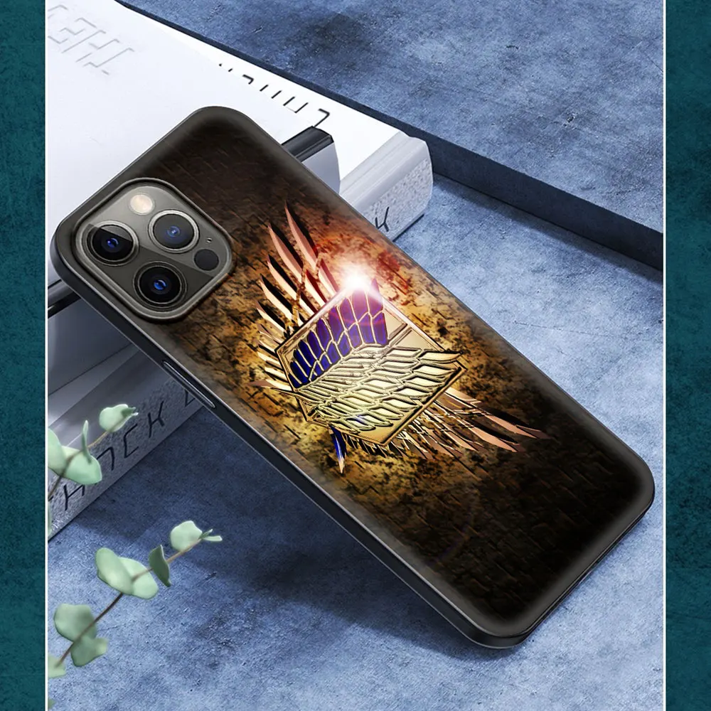 

Phone Case For iPhone 11 12 Pro XS Max 8 7 Plus X XR Silicone Soft TPU Black Shell Back Cover Coque Anime Attack On Titan LOGO