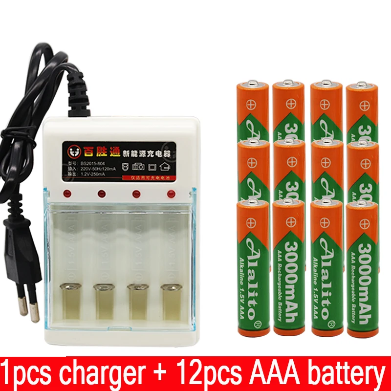 Белый Бренд 3000mah 1,5 V ААА алкалиновая батарея AAA перезаряжаемая батарея для дистанционного управления игрушка Batery дымовая сигнализация с зарядным устройством - Цвет: Белый